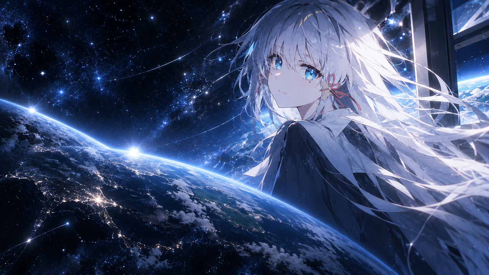 墨鵷的二次元星夜壁纸
